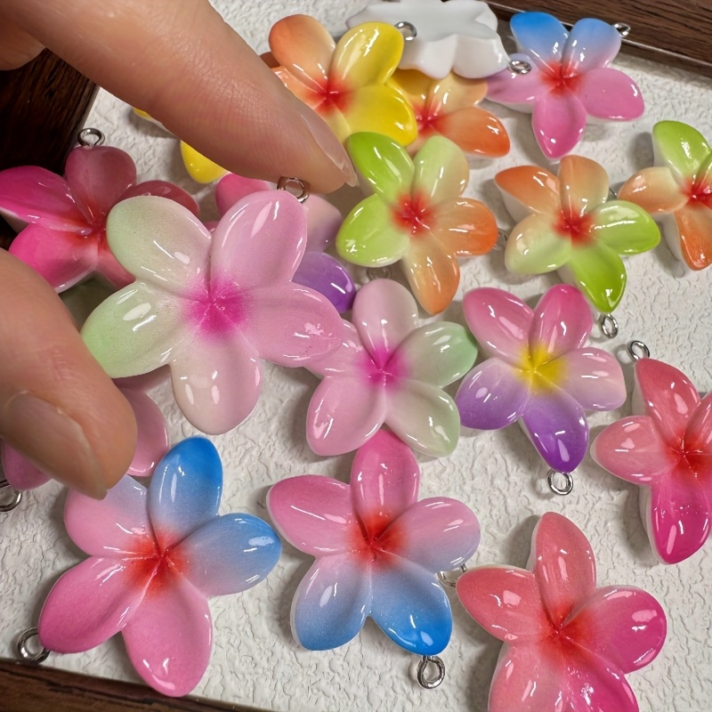 12pcs Multicolor Flower Resin Pendants for DIY Jewellery Making